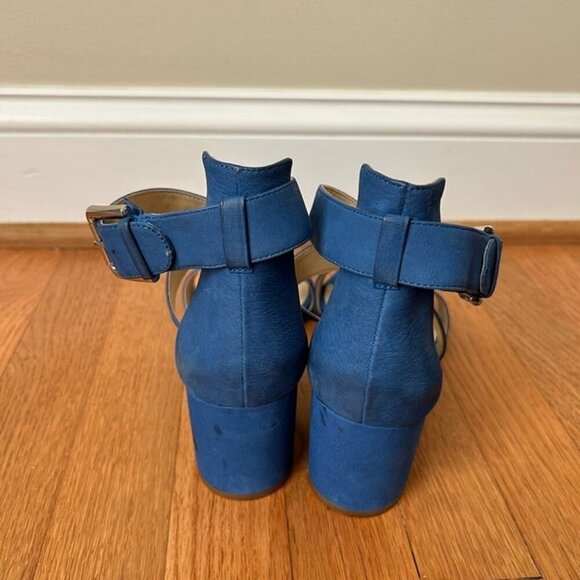 Nine West Cobalt Royal Blue Open Toe Sandal Heels Pumps Women’s Size 10 - Picture 4 of 9